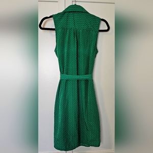 Banana Republic Green Geometric Belted Sleeveless Dress